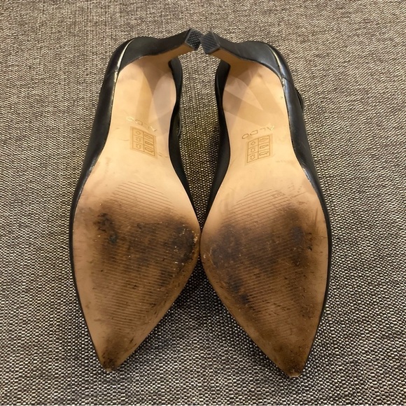 ALDO Sz 9 Pointy Toe Cap  Leather Ankle Strap Shoetie 4” Heels Shoes - Picture 6 of 9